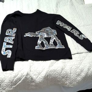 Disney Black Star Wars T-Shirt with Silver And White Label